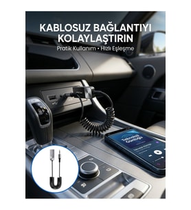 Kablosuz Bluetooth Adaptörü, AUX Girişli Cihazlar İçin, Pratik ve Güçlü Bağlantı