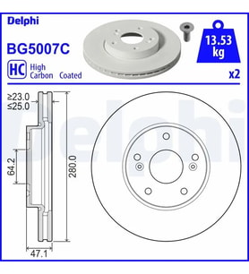 DELPHI BG5007C Fren Diski On 45251TV0E00 45251TV0E01 (2 Adet Fiyatıdır)