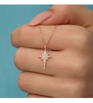 925 Ayar Gümüş Rose Kutup Yıldızı Kadın Gümüş Kolye