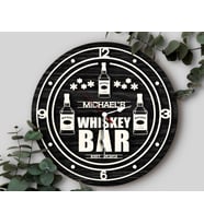 BK Gift Barlara Özel Dekoratif Siyah Ahşap Duvar Saati 35cm-15 , Bar Duvar Saati , Cafe Duvar Saati , Özel Ahşap Saat