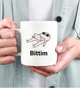 Bittim Tasarımlı Beyaz Kupa