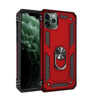 Apple İphone 11 Pro Max Kılıf Sofya Yüzüklü Silikon Kapak - Kırmızı