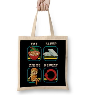 Eat Sleep Anime Repeat Cute Anime Obsessed Bez Çanta Uzun Saplı