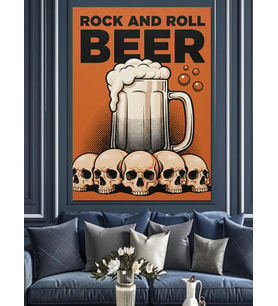 Rock Roll Bira Köpüğü Dekoratif Kanvas - Mdf Ahşap Tablo