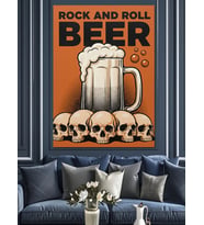 Rock Roll Bira Köpüğü Dekoratif Kanvas - Mdf Ahşap Tablo