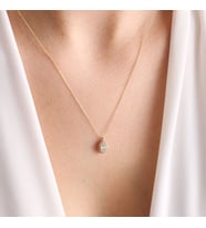 Sarı Altın Baget Kolye Markiz Minimal (Çok Renkli)