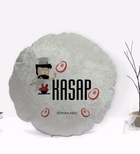 BK Gift Kişiye Özel İsimli Kasap Tasarımlı Dekoratif Kırlent Yastık-1