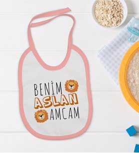 BK Kids Aslan Amcam Tasarımlı Pembe Bebek Mama Önlüğü-1
