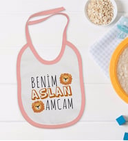 BK Kids Aslan Amcam Tasarımlı Pembe Bebek Mama Önlüğü-1