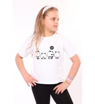 Toontoy Kız Çocuk Baskılı Tişört (Beyaz)