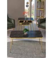 Zigon Sehpa Kr Ve Orta Sehpa Kr Set Gold Ceviz Tel 1108