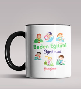 Kişiye Özel Beden Eğitimi Öğretmeni Tasarımlı Siyah Renk Kupa 2 (Siyah)