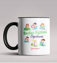 Kişiye Özel Beden Eğitimi Öğretmeni Tasarımlı Siyah Renk Kupa 2 (Siyah)