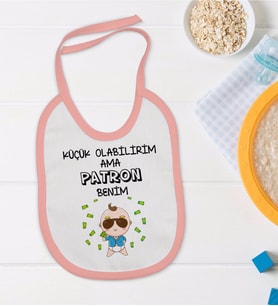 BK Kids Patron Benim Tasarımlı Pembe Bebek Mama Önlüğü-1