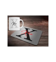 KİŞİYE ÖZEL X HARF BASKILI MOUSE PAD ve KUPA BARDAK SETİ