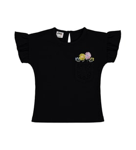 Civil Baby Çiçek Cep 6-18 Ay Tişört - Ekru