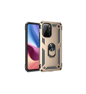 Xiaomi Poco F3 Kılıf Sofya Yüzüklü Silikon Kapak - Gold
