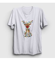 Presmono Unisex Beyaz Adorable Reindeer Geyik Yılbaşı T-Shirt 364420tt (Beyaz)