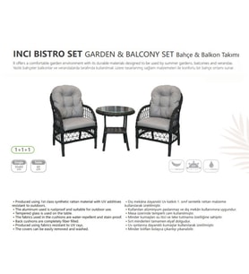 İNCİ FİSKOS SETİ BAHÇE ve BALKON TAKIMI (1+1+1)