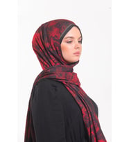 Eskitme Desen Modal Seri Şal Eşarp Askısı ile Birlikte 75x200 cm Siyah Bordo-75x
