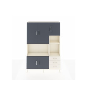 Arges Dolap 9 Raflı 3 Çekmeceli 5 Kapaklı 132x30x195 Aytaşı-Antrasit/Aytaşı