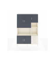 Arges Dolap 9 Raflı 3 Çekmeceli 5 Kapaklı 132x30x195 Aytaşı-Antrasit/Aytaşı