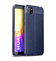 Huawei Y5P Kılıf Niss Deri Desenli Silikon Kılıf (Lacivert)