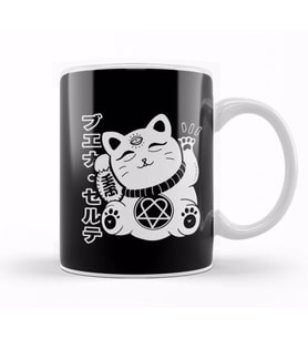 Manekineko Cats Kitty Cat Neko Japanese Dark Neko Kawaii Kedi Kupa Bardak Porselen