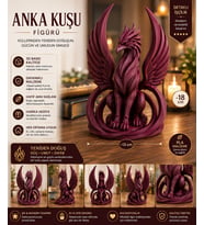 Anka Kuşu Figürü – 3D Baskı Dekoratif Biblo Mitolojik Phoenix Heykeli Ev ve Ofis Dekoru