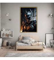 Metal Çerçeveli Cam Tablo Film Karakteri Batman Görseli (Gold)