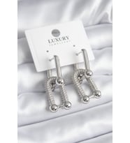 Pirinç Gümüş Renk Zirkon Taşlı Tiffany Model VIP Seri Kadın Küpe - TJ-BKP8335
