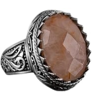 El Yapımı Sarı Safir Taşlı Yüzük - 925K Solid Gümüş Erkek Yüzüğü - Parlak Zanaat Tasarımı