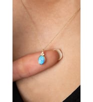 Elika Silver Kadın Opal Oval Taşlı 925 Ayar Gümüş Kolye