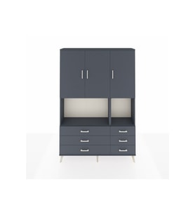 Arges Gardrop 6 Raflı 6 Çekmeceli 3 Kapaklı 132x30x195 Antrasit-Antrasit
