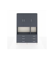 Arges Gardrop 6 Raflı 6 Çekmeceli 3 Kapaklı 132x30x195 Antrasit-Antrasit