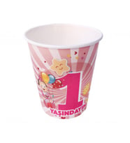 Bardak karton 1 yaşındayım pembe 8oz pk:8-