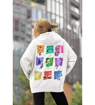 Ters Yüz Baskılı Unisex Oversize Insiide Out Çizgi Film Hoodie