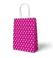 Fuşya Puanlı Büküm Saplı 6 adet Hediye Çantası 22 x 24 cm