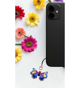 Miyuki Boncuk El Yapımı Mavi Kelebek Telefon Çarmı - Charm (Çok Renkli)