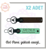 Yeşil-Koyu Kahve, Kişiselleştirilebilir Bolluk Getiren 520 741 8 Sayı Manevi Dengeci 2'li Anahtarlık