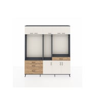Arges Dolap 8 Raflı 4 Çekmeceli 3 Askılı 220x30x243 Antrasit-Aytaşı/Çam