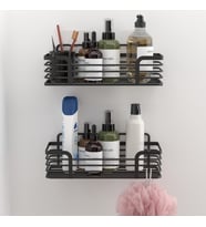 TEKNOTEL BANYO DÜZENLEYİCİ ŞAMPUANLIK BANYO DUŞ RAFI 2 ADETI MAT SİYAH
