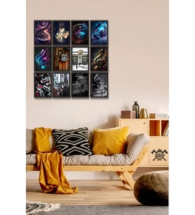 12 parça Müzik Kulaklıt Çerçeve Görünümlü Mdf tablo Duvar Süsü Hediyelik Eşya Sol Anahtar