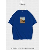 Nevermind Unisex Saudi Desing Ciel Studio- Oversize T-Shirt (Mavi)