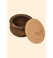 Doğal Toprak Güveç Tencere 20x8cm, 3-4 Kişilik, Ateşe Dayanıklı, Kapak Hediye