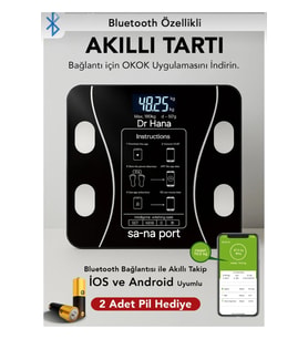 Dijital Tartı Baskül, Vücut Kitle ve Yağ Ölçüm Cihazı