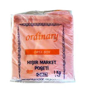 Ordinary Turuncu Market Poşeti Torbası - Hışır Atlet Poşet - Orta Boy - 26 x 50 Cm. - 1 Kg.