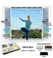 ORTA BOY - WINBLOCK Çocuklar için Pencere Çelik Güvenlik Ağı – Yeni Nesil Pencere Korkuluk Sistemi (Beyaz)