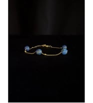 Lapis Lazuli Doğal Taşlı Çelik Bileklik -777 Serisi (Gold)