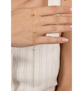 925 ayar gümüş halhal altın yaldızlı nazar boncuklu cam göz halhal SGTL13179GOLD